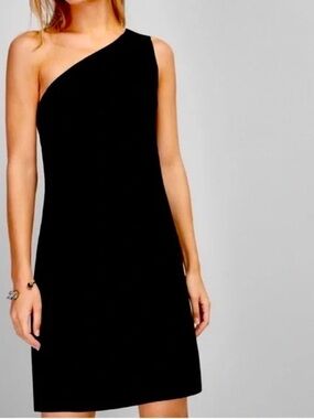 Massimo Dutti One-Shoulder Little Black Dress Size 10
